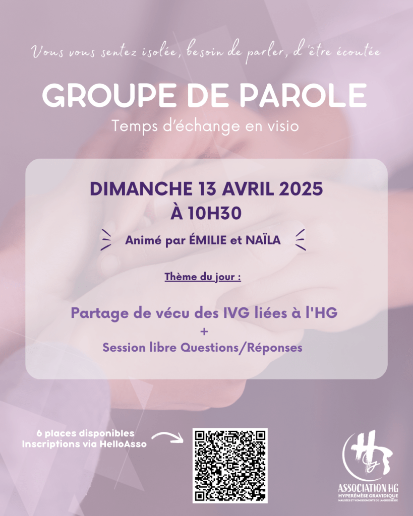 Groupe de parole HG NVG hyperémèse gravidique nausées vomissement grossessse