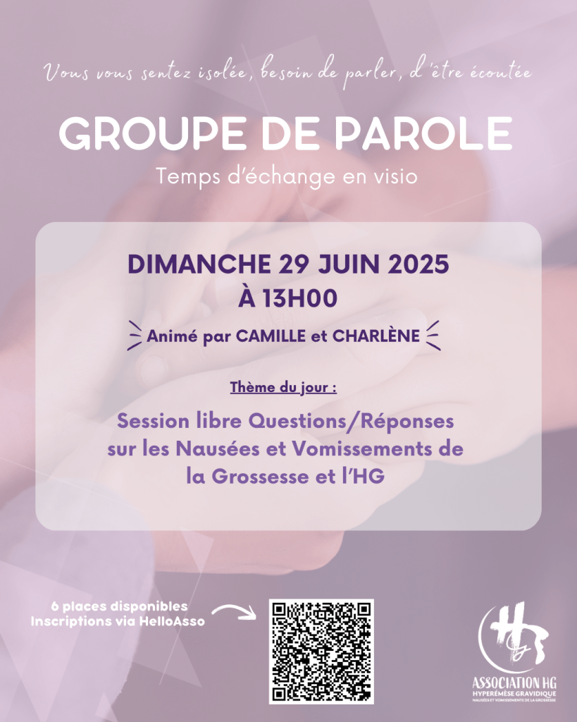 Groupe de parole HG NVG hyperémèse gravidique nausées vomissement grossessse